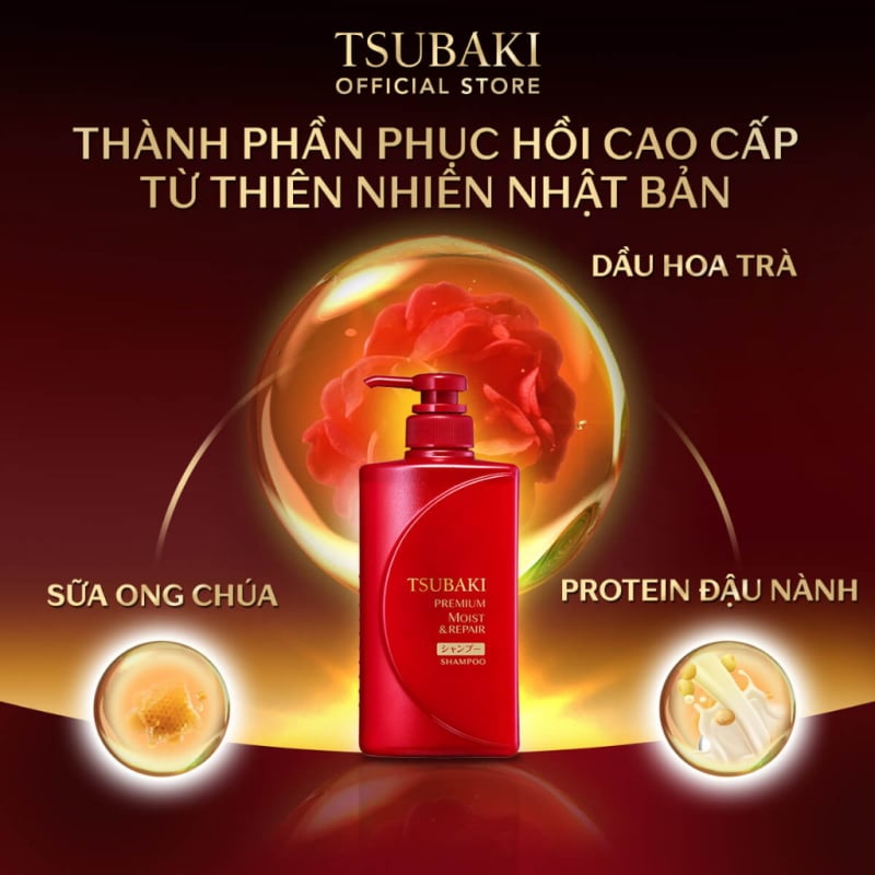 Dầu Gội Dưỡng Tóc Bóng Mượt Tsubaki Premium Moist Shampoo