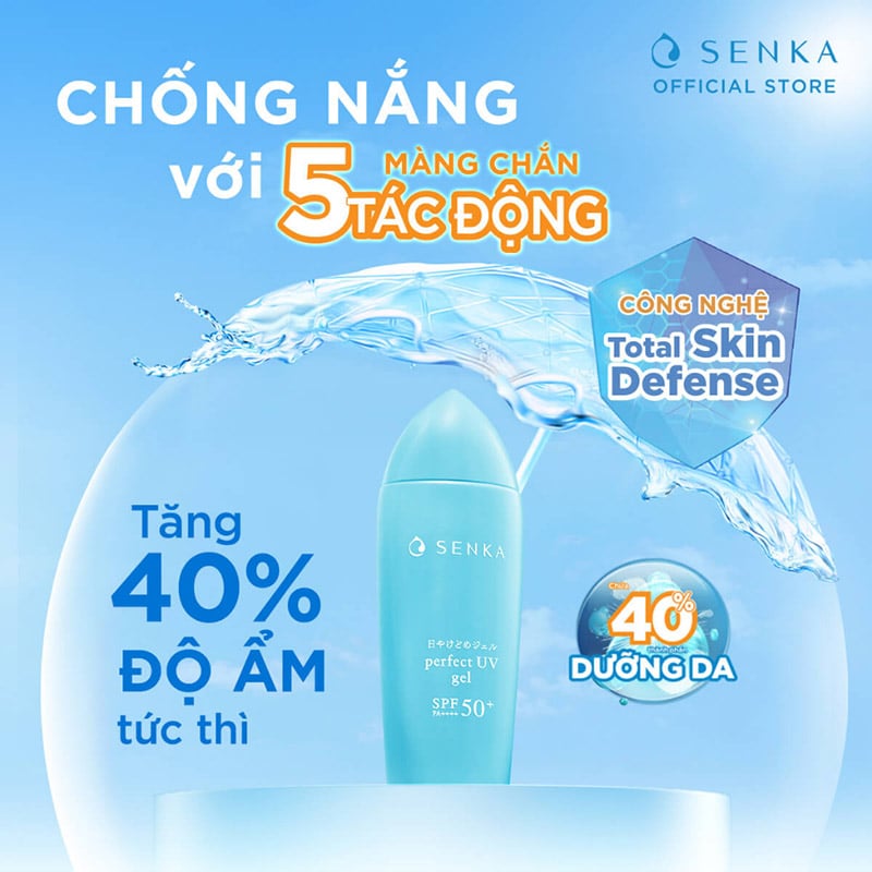 Gel Sữa Chống Nắng Dưỡng Ẩm Senka Perfect UV Gel SPF 50+/PA++++ 80ml