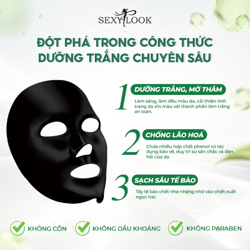 Sexylook Intensive Whitening Black Facial Mask (Màu hồng)