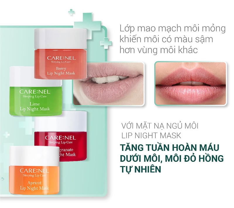 Mặt Nạ Ngủ Môi Hàn Quốc Dưỡng Ẩm, Loại Bỏ Da Chết Cho Môi Carenel Lip Night Mask 5g