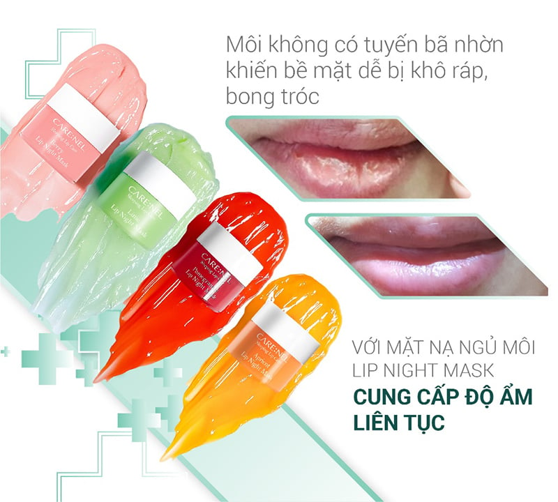 Mặt Nạ Ngủ Môi Hàn Quốc Dưỡng Ẩm, Loại Bỏ Da Chết Cho Môi Carenel Lip Night Mask 5g