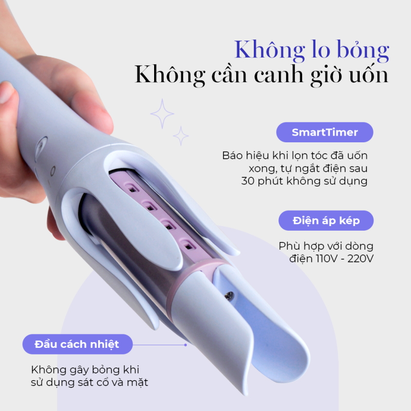 Máy Làm Tóc Tự Xoay 360 Độ Ion Âm, Bảo Vệ Tóc Halio InstaCurl Premium Automatic Hair Styler