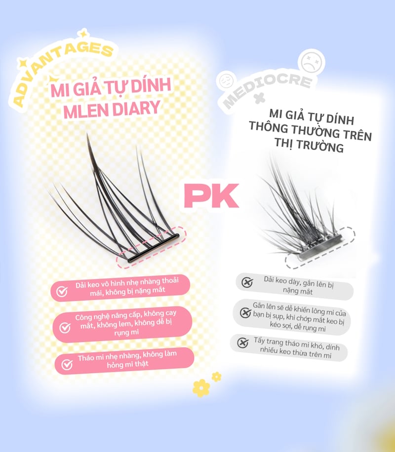 Mi Giả Cụm Tự Dính Không Cần Keo Mlen Diary