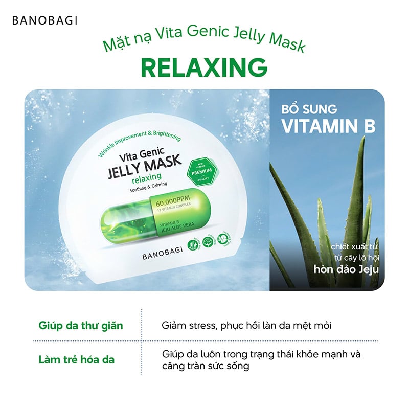 thegioiskinfood.com - Mặt Nạ Làm Dịu, Hỗ Trợ Phục Hồi Da Banobagi Vita Genic Jelly Mask #Relaxing – Màu xanh lá