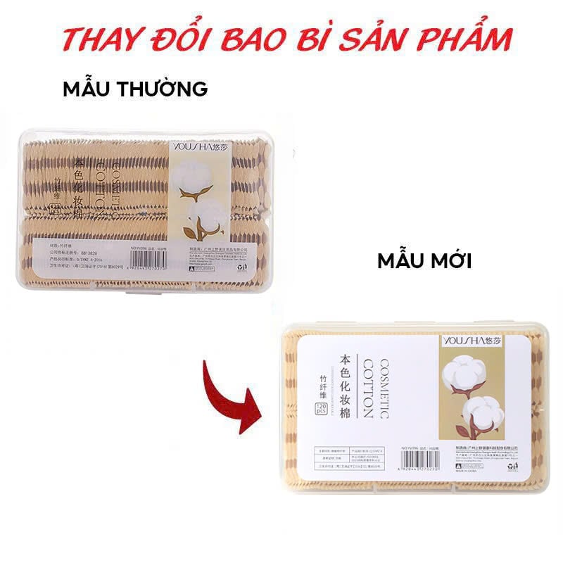 thegioiskinfood.com - thay đổi bao bì Bông Tẩy Trang Sợi Tre Yousha 3 Lớp Thấm Hút Tốt YV096