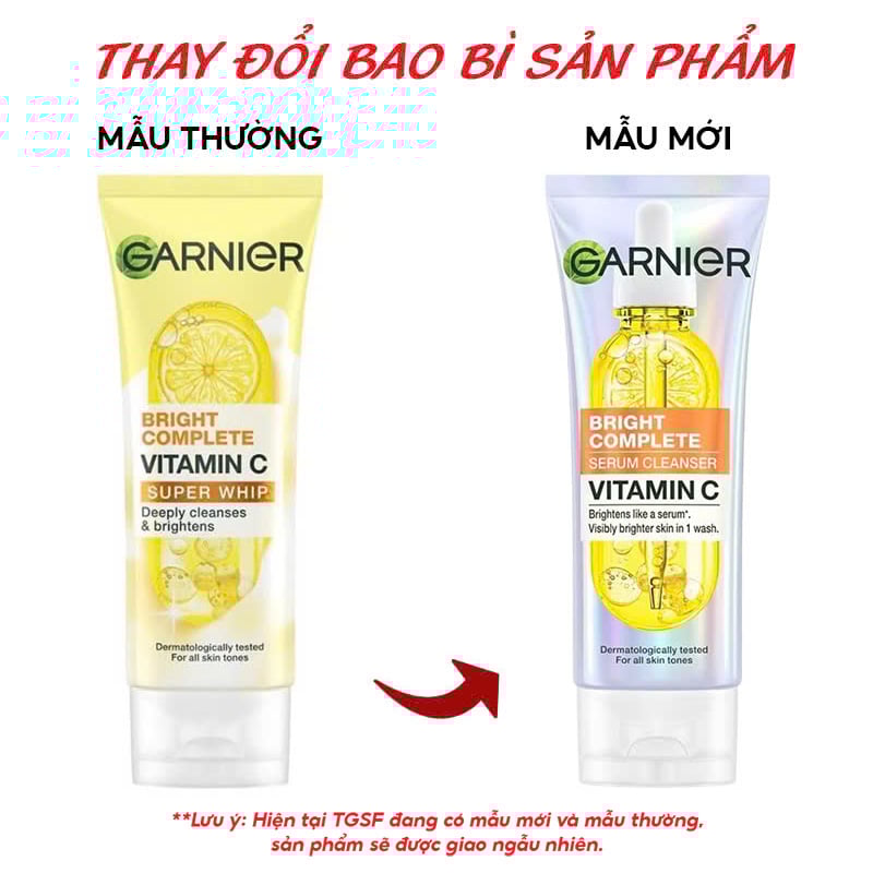 thegioiskinfood.com - thay đổi bao bì Sữa Rửa Mặt Tạo Bọt Hỗ Trợ Dưỡng Sáng Da Garnier Light Complete Brightening Whip Foam 100ml