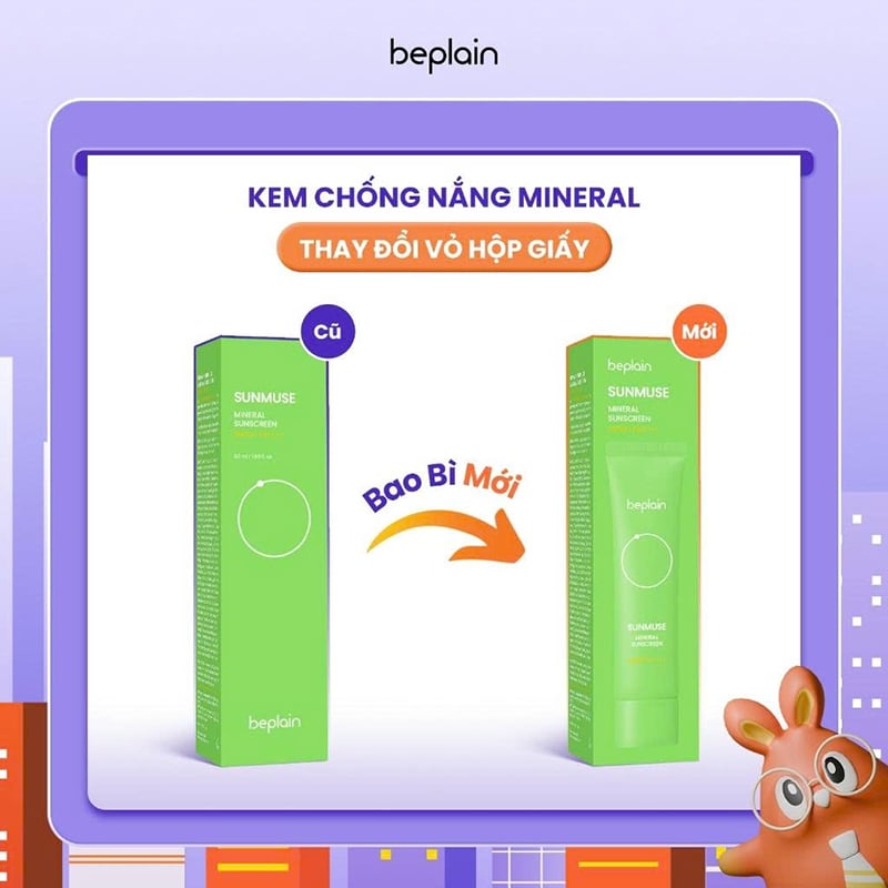 thegioiskinfood.com - Kem Chống Nắng Thuần Chay Beplain Nâng Tone, Kiềm Dầu, Dưỡng Ẩm Sunmuse Sunscreen SPF50+/PA+++ 50ml