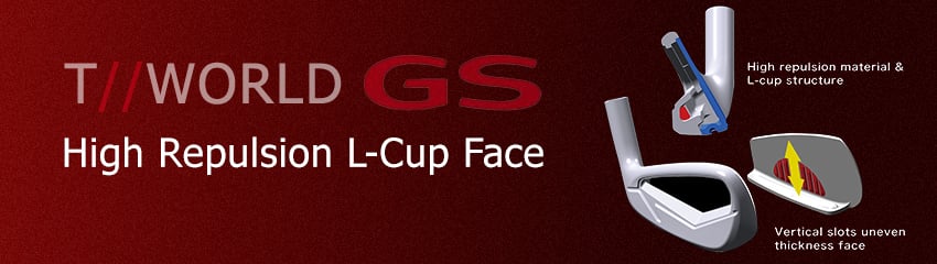 Công nghệ High Repulsion L-Cup Face (4–7 irons) của Bộ gậy sắt Tour World GS PDS | Honma