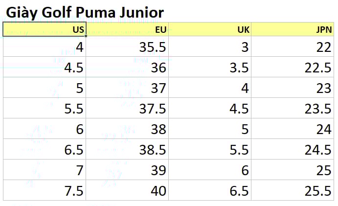 qui doi size giay puma junior
