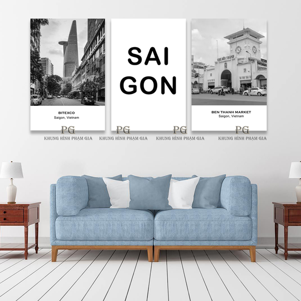 Bộ Tranh treo tường nghệ thuật Sài Gòn xưa Tranh treo không gian ...