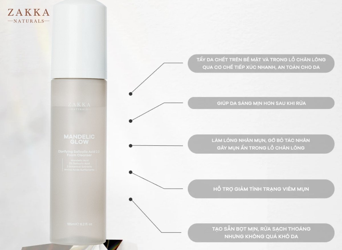 Sữa Rửa Mặt Mandelic chứa AHA & BHA