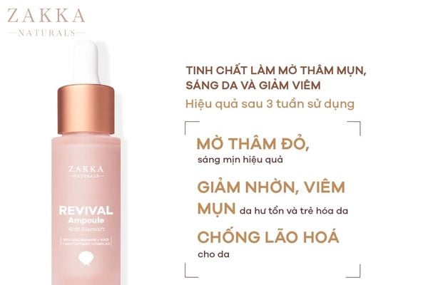 Hàm lượng Niacinamide 10% có trong Serum Niacinamide NAG Revival B3 Ampoule Anti Blemish 10 ml và 30 ml