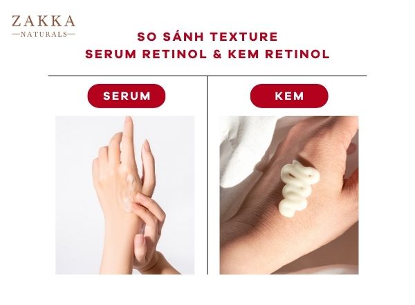 So sánh texture serum Retinol và kem Retinol