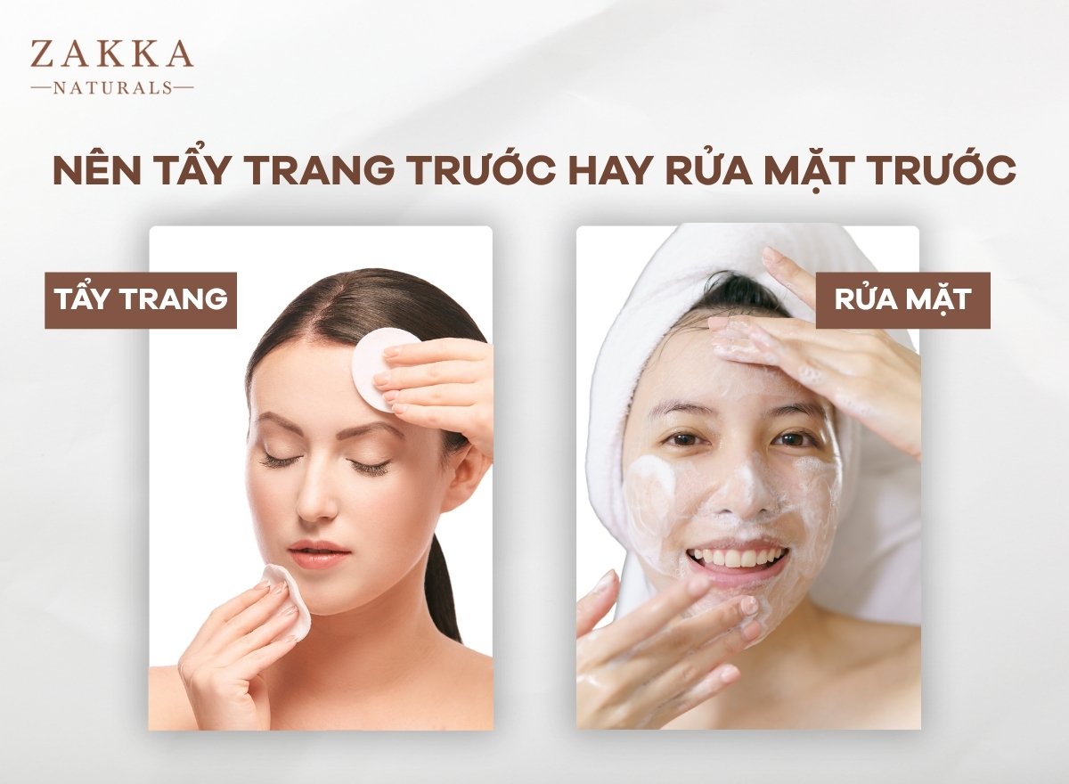 Nên tẩy trang trước hay rửa mặt trước mới đúng?
