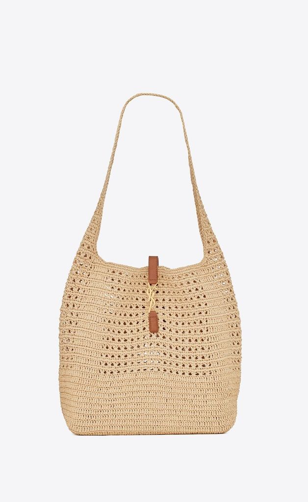 YSL Hobo Raffia bag in crochet and smooth leather