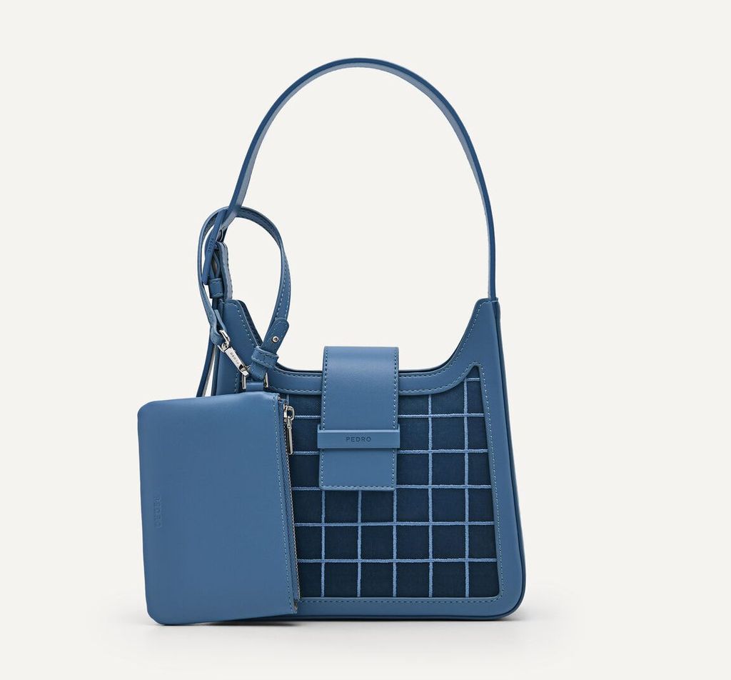 Pedro Capri Mesh Structured Hobo Bag - Blue