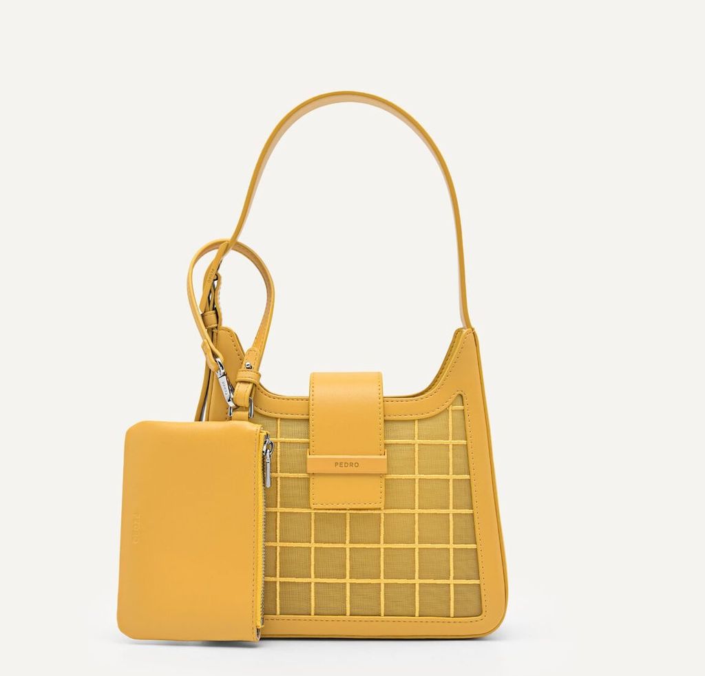 Pedro Capri Mesh Structured Hobo Bag - Yellow