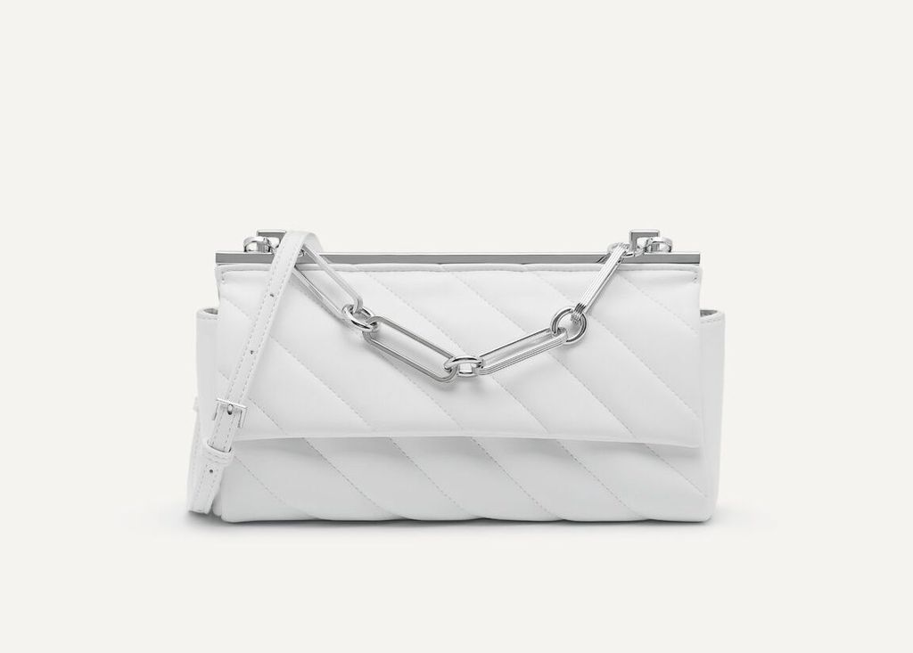 Pedro Quilted Front Flap Shoulder Bag - White