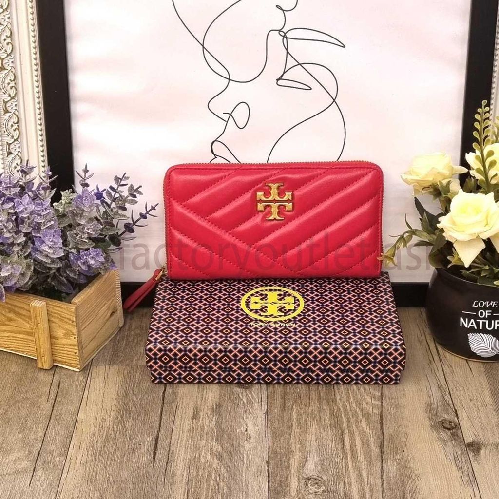 Ví Tory Burch Kira Chevron Zip Đỏ