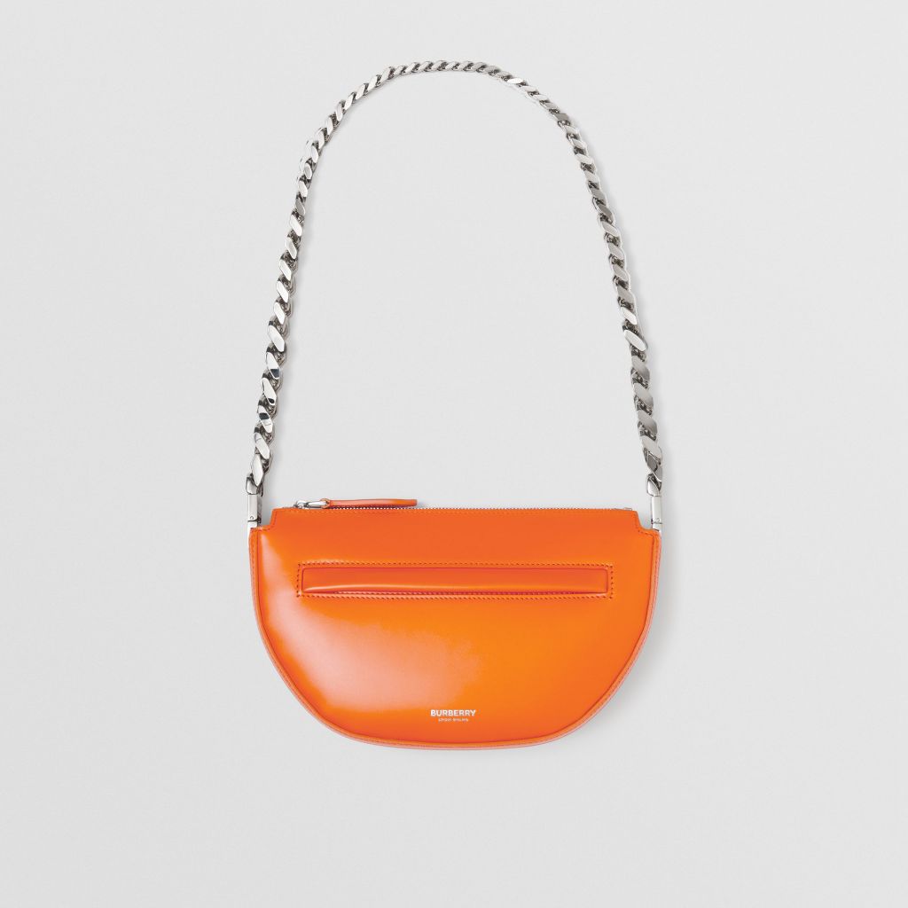 Burberry Mini Leather Zip Olympia Bag in orange