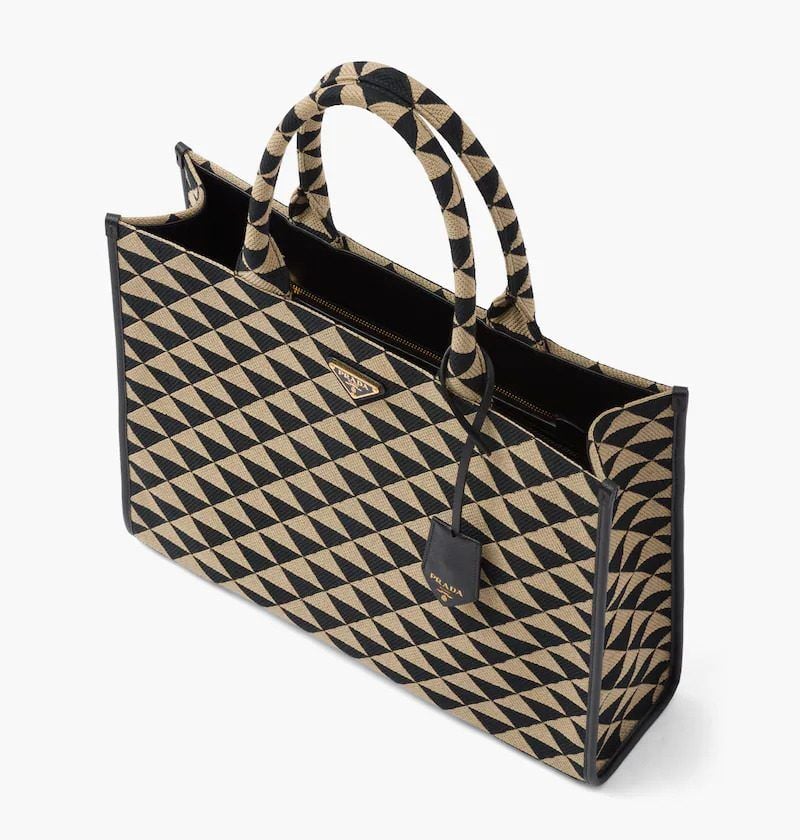Large Prada Symbole jacquard fabric handbag