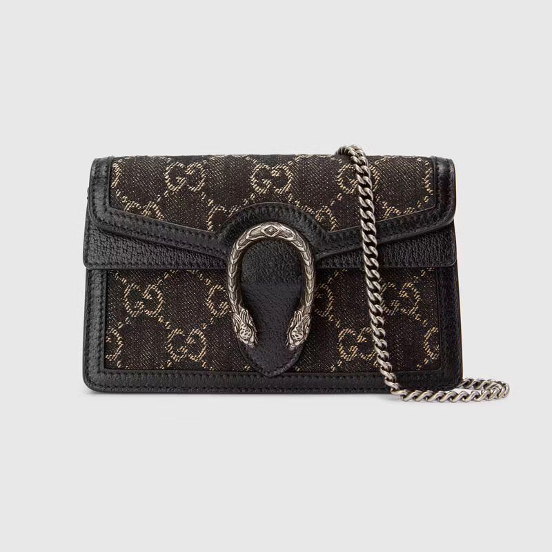 Dionysus GG super mini bag black and ivory denim