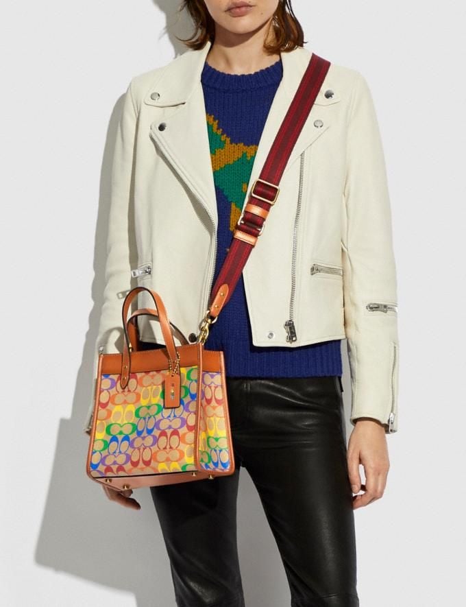 Coach Field Tote 22 In Rainbow Signature Canvas
