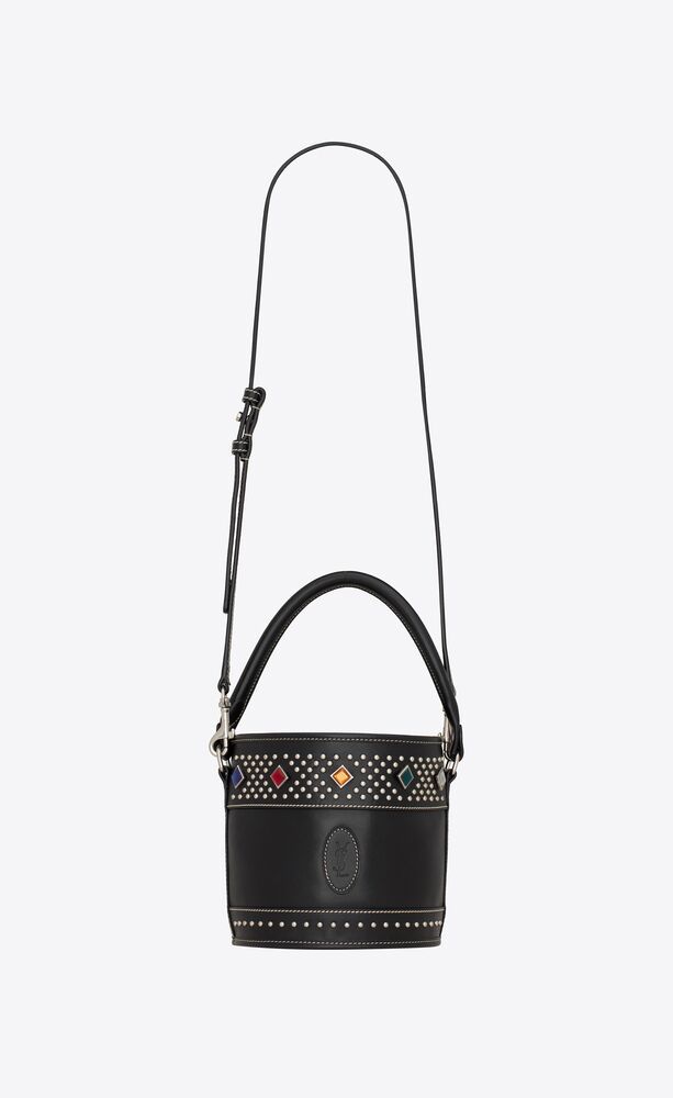 Bahia small bucket bag in smooth leather with studs