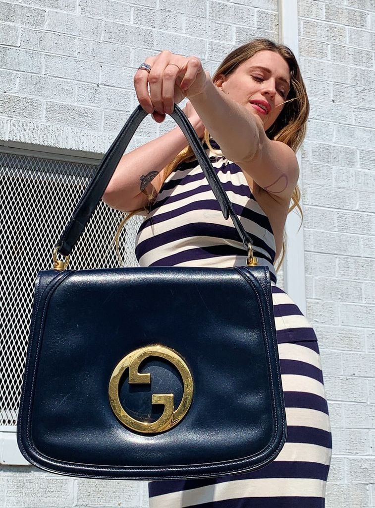Gucci Blondie shoulder bag in deep blue suede