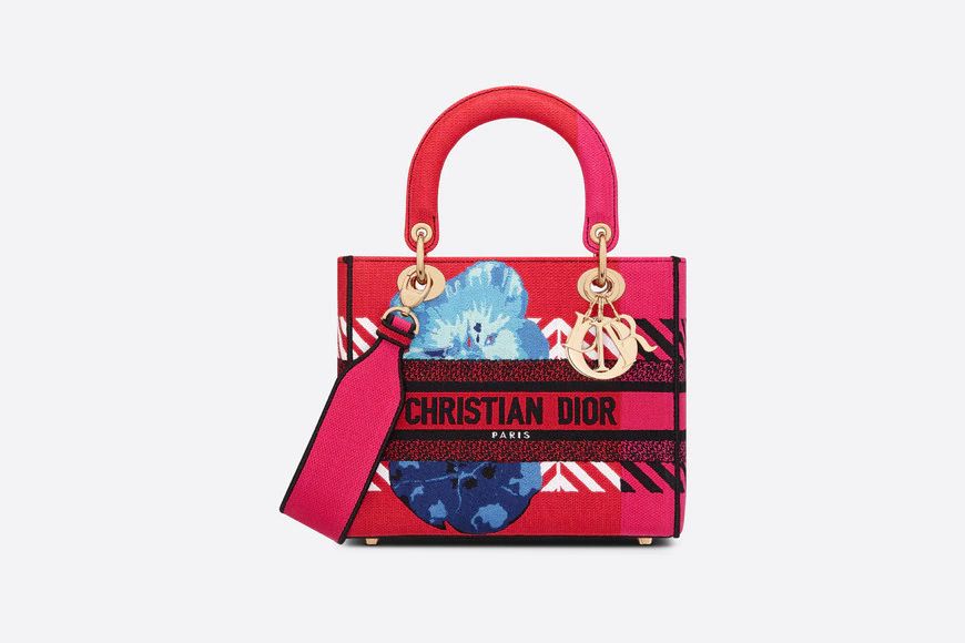 Túi Dior MEDIUM LADY D-LITE BAG màu hồng đỏ
