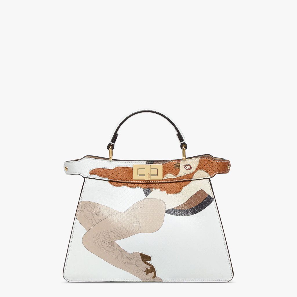 Peekaboo ISeeU White python leather bag with inlay