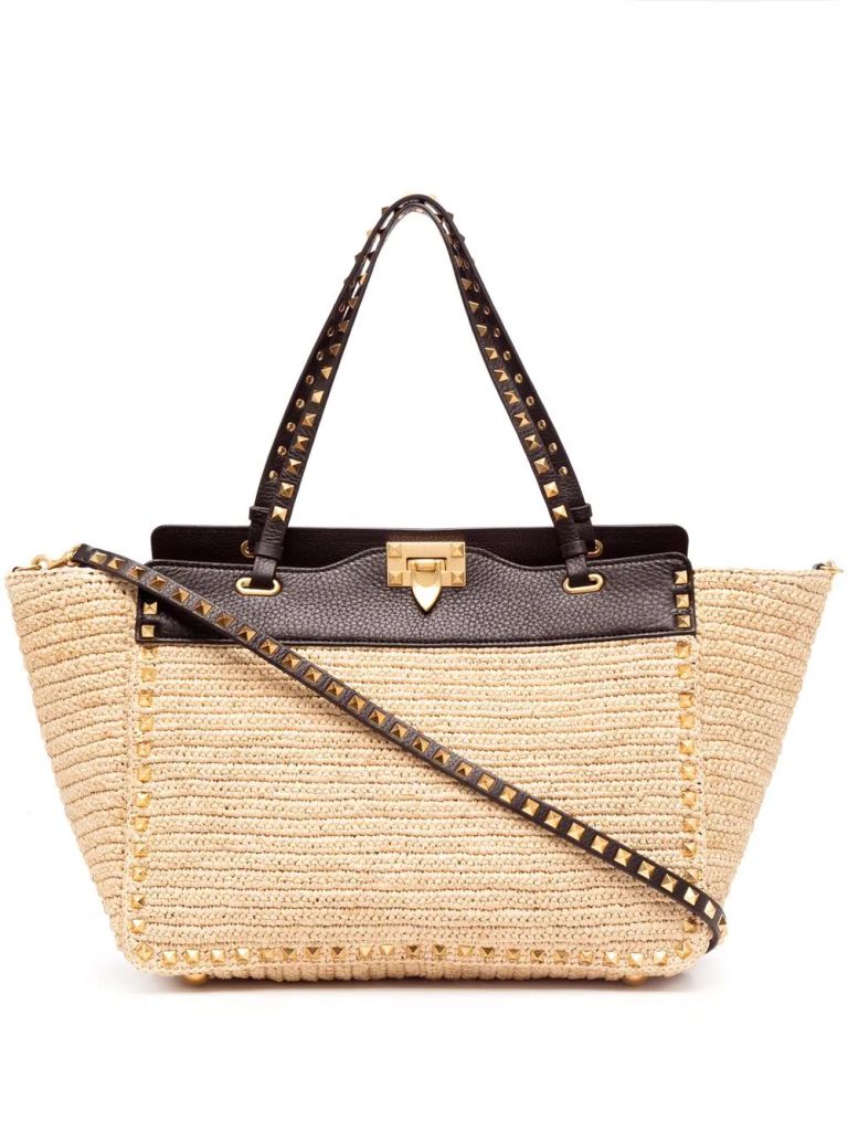 Valentino Garavani Rockstud raffia tote bag