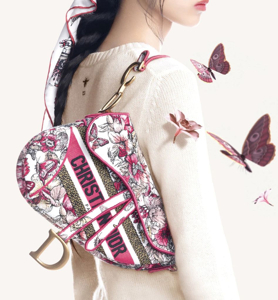 Túi Saddle Dior Multicolor Butterfly Embroidery