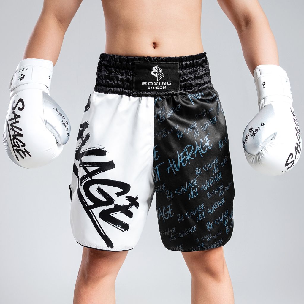 Quần Boxing Saigon Savage - Black/White