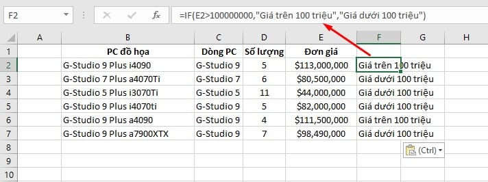 các hàm trong excel