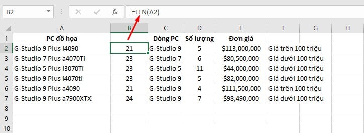 các hàm trong excel