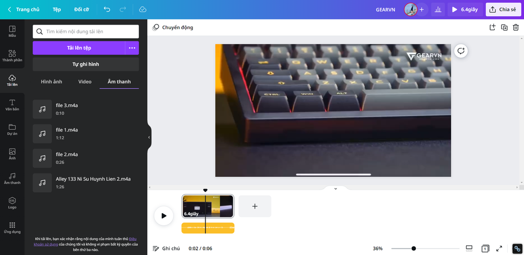 GEARVN - Ghép nhạc vào video với Canva