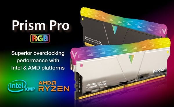 GEARVN (16GB DDR4 1x16G 3200) RAM V-Color Prism Pro RGB White