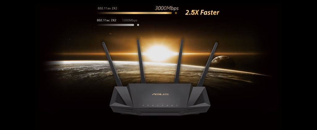 GEARVN.COM - Bộ định tuyến WiFi 6 Asus RT-AX3000 chuẩn AX3000