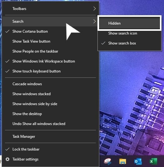 Tắt Cortana và Search box trên thanh taskbar - GEARVN