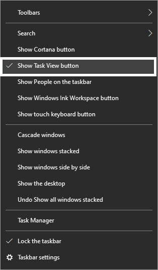 Tắt Task View button trên thanh taskbar - GEARVN
