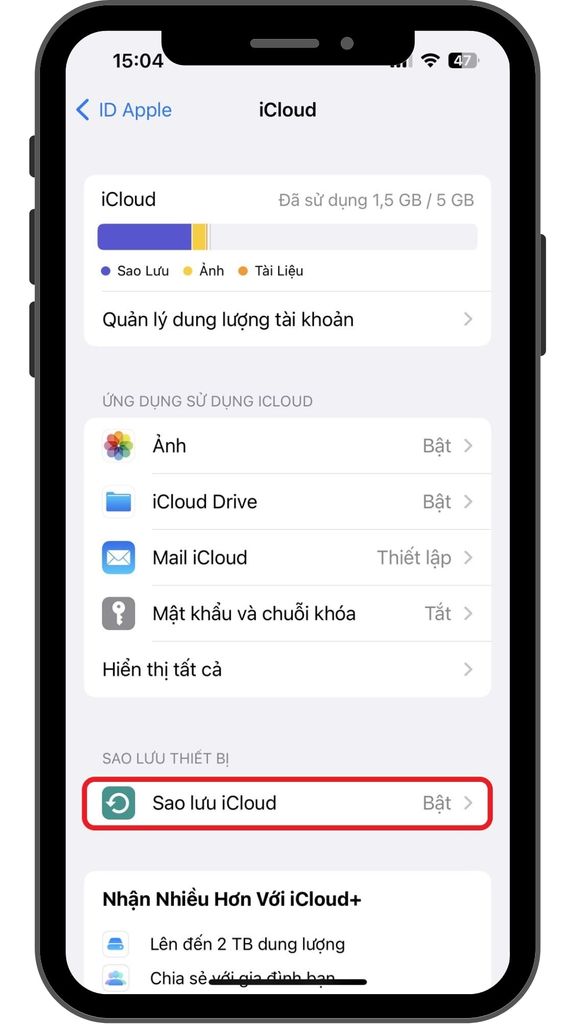 GEARVN - Backup dữ liệu lên iCloud