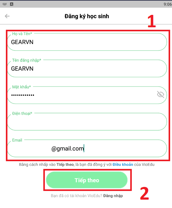 GEARVN - Cách đăng ký tài khoản Vioedu trên máy tính