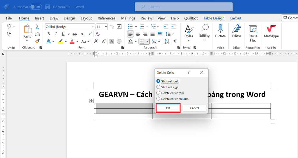 GEARVN - Cách xóa bảng trong Word