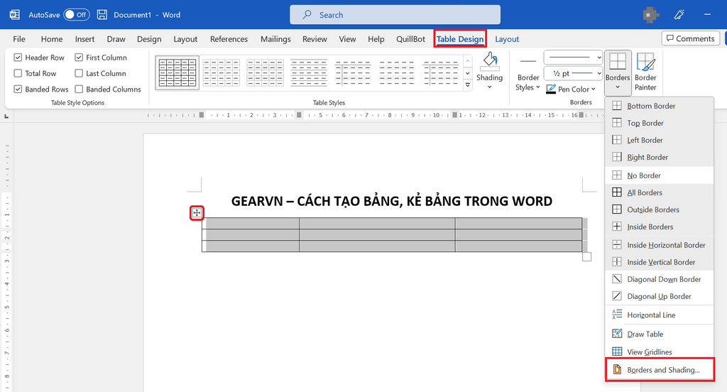 GEARVN -  Cách định dạng đường viền bảng trong Word