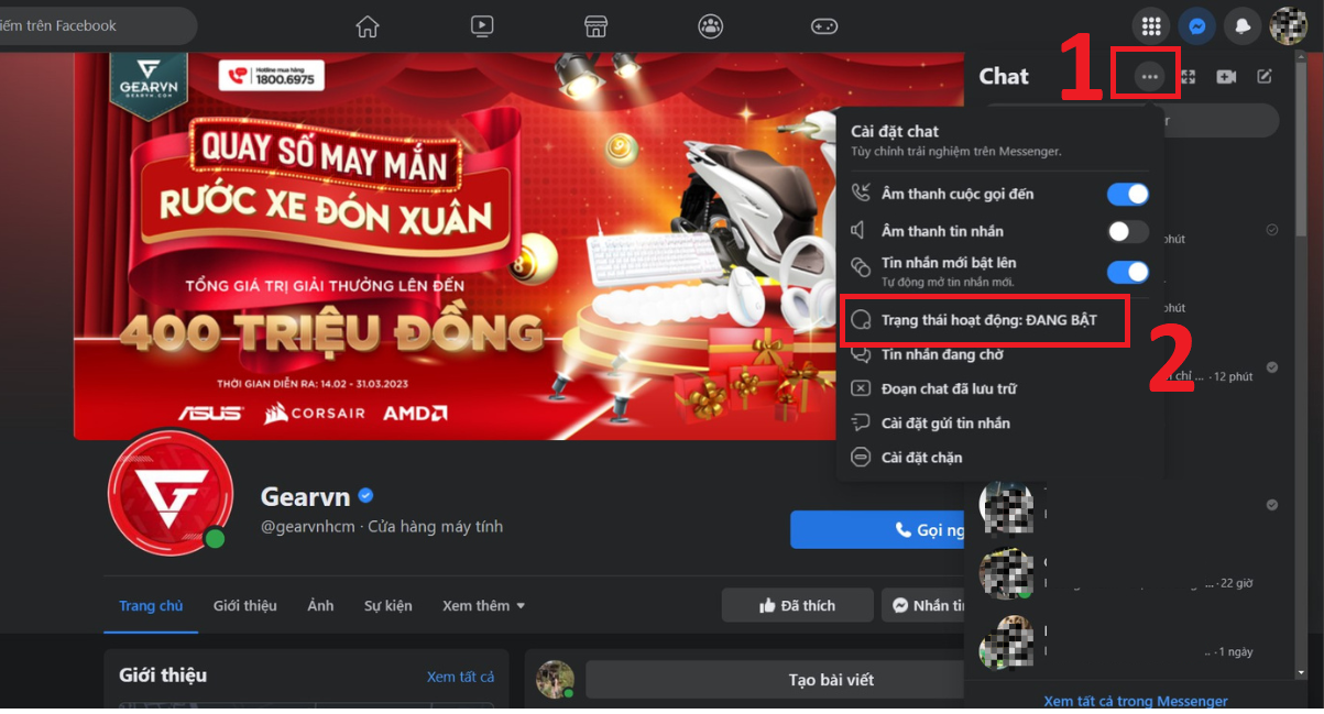 GEARVN - Cách ẩn trạng thái hoạt động Facebook trên máy tính đơn giản