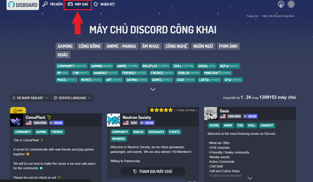 GEARVN - Cách tìm server Discord trên Disboard