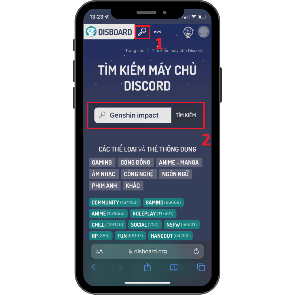 GEARVN - Cách tìm server Discord trên điện thoại