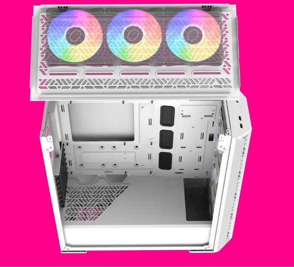 GEARVN - Case Cooler Master MasterBox 520 Mesh ARGB White (3 fan ARGB)