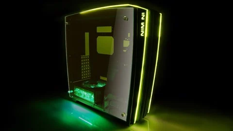 GEARVN - Case INWIN H-Frame 2.0 Black/ Green LED Light